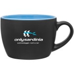 Custom Imprinted 18oz Bolzano Mug (Matte Black & Glossy Sky Blue)