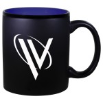 C Handle Two-Tone Matte Mug: Country Blue (11 Oz.) with Logo