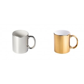 11 oz Metallic Plated Ceramic Mug with Logo