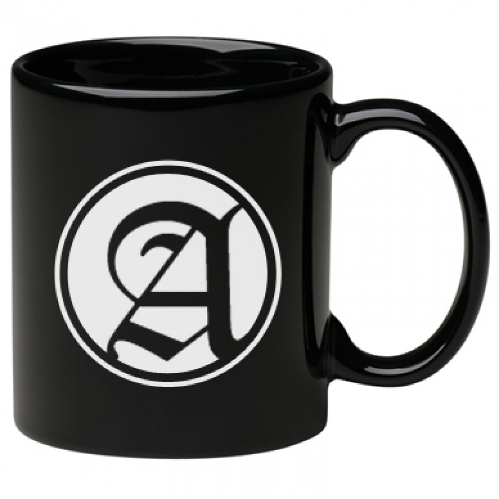 11 oz. Black C Handle Mug with Logo
