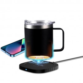 Promotional 12oz Coffee Mug Warmer Heated Cup with Wireless Charger