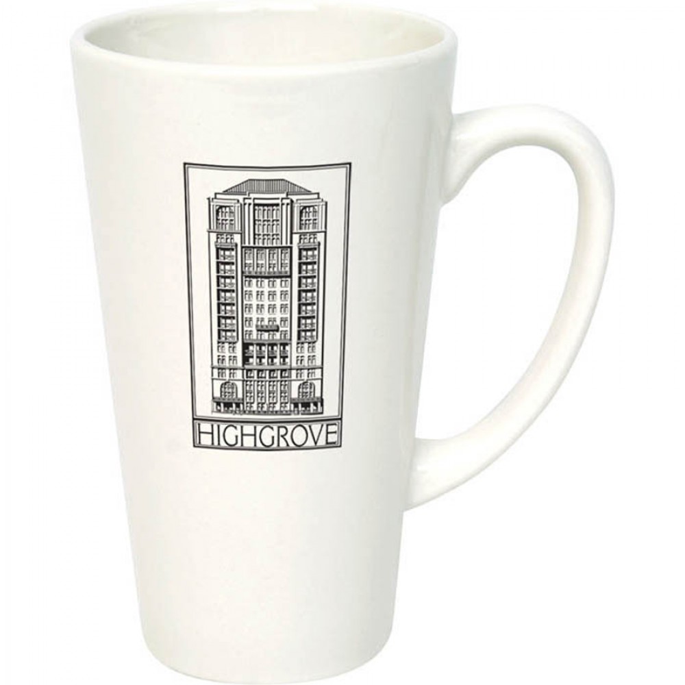 16 Oz. White Ceramic Caf Mug with Logo