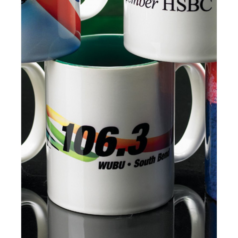 Sublimated Two-Tone Mug Green Inside (11 Oz.) Logo Printed Sublimated Two-Tone Mug Green Inside (11 Oz.) Logo Printed
