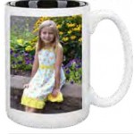 Custom Branded 15 Oz. White Ceramic Mug w/Color Rim & Handle