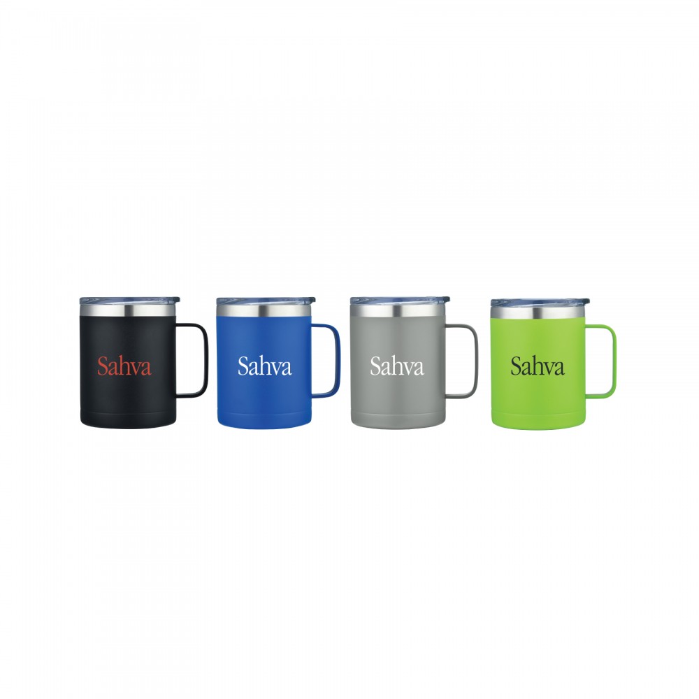14 Oz. Powder Coated Stainless Vacuum Camp Mug w/Handle with Logo 14 Oz. Powder Coated Stainless Vacuum Camp Mug w/Handle with Logo