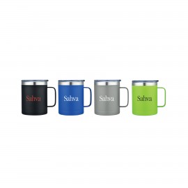 14 Oz. Powder Coated Stainless Vacuum Camp Mug w/Handle with Logo