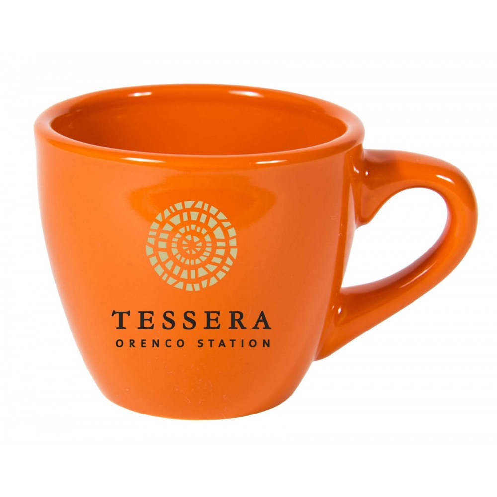 3.5 Ounce Espresso Mug Tangerine Orange with Logo
