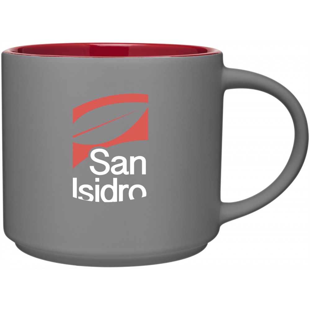 Custom Imprinted 16oz Monaco Mug (Matte Storm Gray & Red) Custom Imprinted 16oz Monaco Mug (Matte Storm Gray & Red)