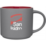 Custom Imprinted 16oz Monaco Mug (Matte Storm Gray & Red)