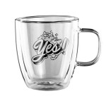 Logo Branded 350ML Double Wall Glass Mug with Handle