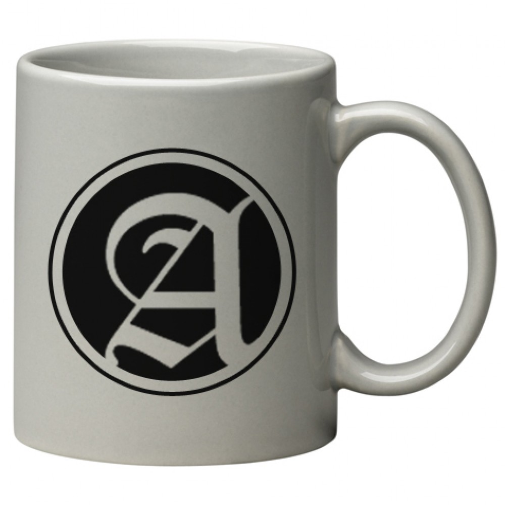 11 oz. Light Gray C Handle Mug with Logo