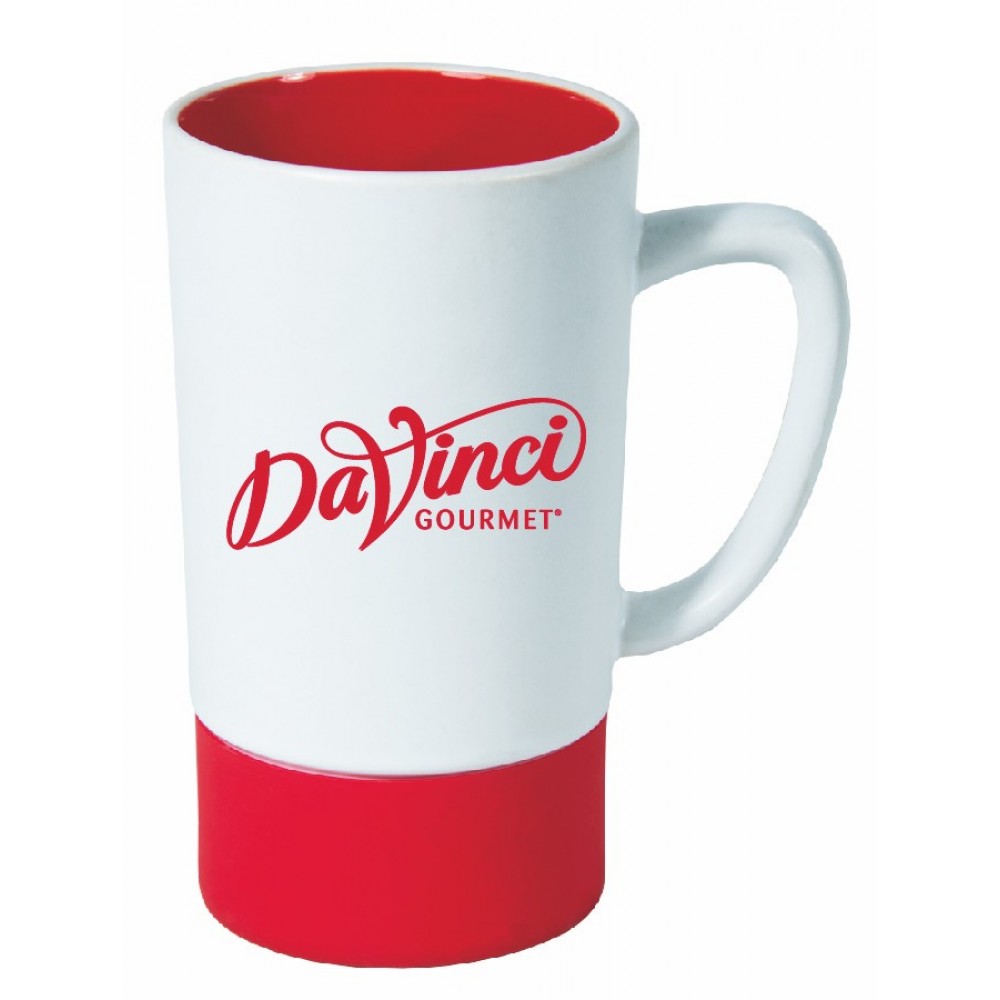 16 Ounce White Matte Mug with Color inside and Color Silicon Sleeve with Logo