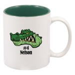 11 oz White/Green Ceramic Mug with Logo