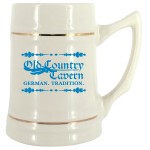 Customized 24 oz. Natural Ceramic Stein Mug w/Gold Bands
