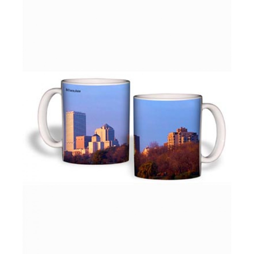 White Mug (15 Oz., Milwaukee Skyline Mug Sublimated) with Logo White Mug (15 Oz., Milwaukee Skyline Mug Sublimated) with Logo
