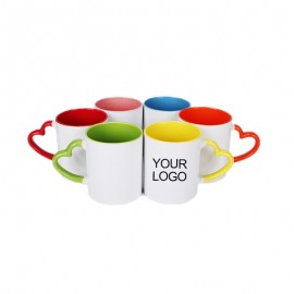 11Oz. Heart-Shaped Handle Mugs with Logo