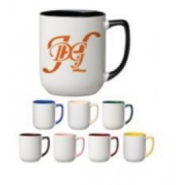 Custom 17 oz. Ocean Blue In and Handle / White Out Arlen Mug  Custom 17 oz. Ocean Blue In and Handle / White Out Arlen Mug