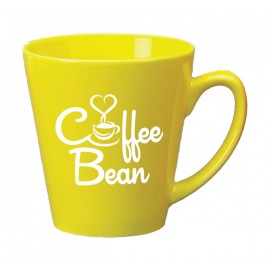 12 oz. Lemon Yellow Caf Latte Mug with Logo  12 oz. Lemon Yellow Caf Latte Mug with Logo