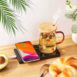 15W USB Powered Wireless Charger&Mug Warmer with Logo