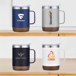 Logo Branded COOSA - 12 OZ VACUUM SEALED MUG WITH CORK BOTTOM. Vacuum Sealed Mug, 18/8 Stainless Steel