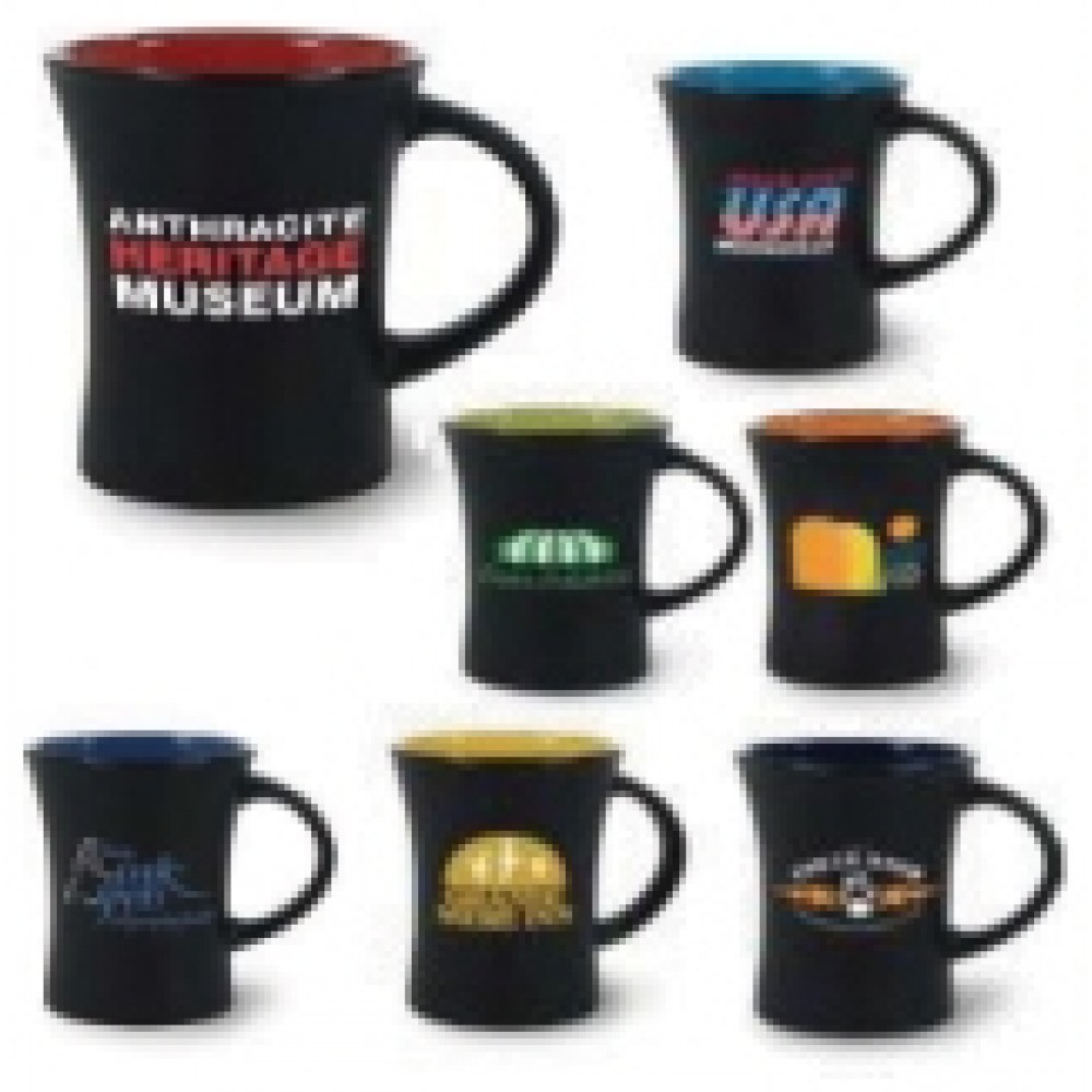 Custom Imprinted 10 oz. Sky Blue In / Matte Black Out Hilo Mug Custom Imprinted 10 oz. Sky Blue In / Matte Black Out Hilo Mug