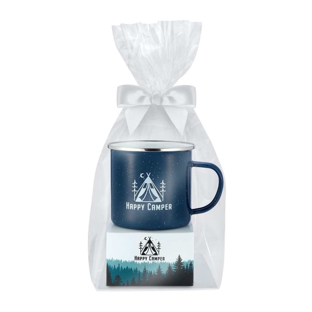Promotional Promo Revolution - 16 Oz. Specked Camping Mug Gift Set w/3 Gourmet Chocolate Chunk Cookies
