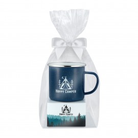 Promotional Promo Revolution - 16 Oz. Specked Camping Mug Gift Set w/3 Gourmet Chocolate Chunk Cookies