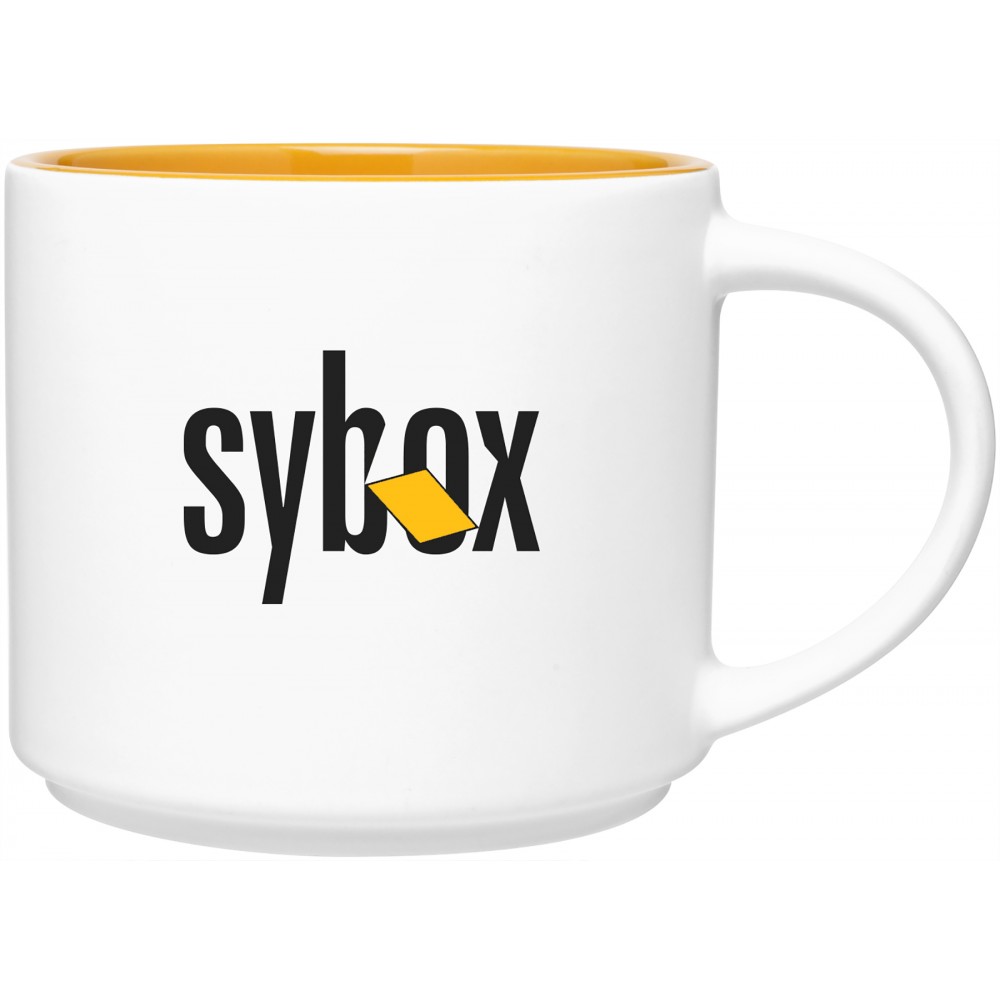 16oz Monaco Mug (Matte White & Yellow) Logo Printed 16oz Monaco Mug (Matte White & Yellow) Logo Printed