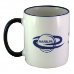 Custom Imprinted 11 oz. White In / Cobalt Blue Trim and Handle C Handle Mug