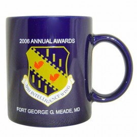 11 oz. White In / Cobalt Blue Out C Handle Mug with Logo  11 oz. White In / Cobalt Blue Out C Handle Mug with Logo