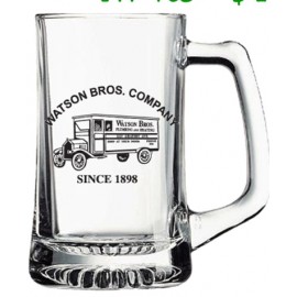 15 0z. Glass Mug w/ Bottom Starburst Pattern with Logo  15 0z. Glass Mug w/ Bottom Starburst Pattern with Logo