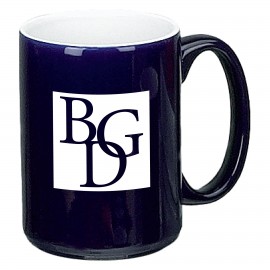 15 oz. White In / Cobalt Blue Out Two Tone El Grande Mug with Logo  15 oz. White In / Cobalt Blue Out Two Tone El Grande Mug with Logo