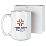 Customized 15 oz White Ceramic Mug w/White Box