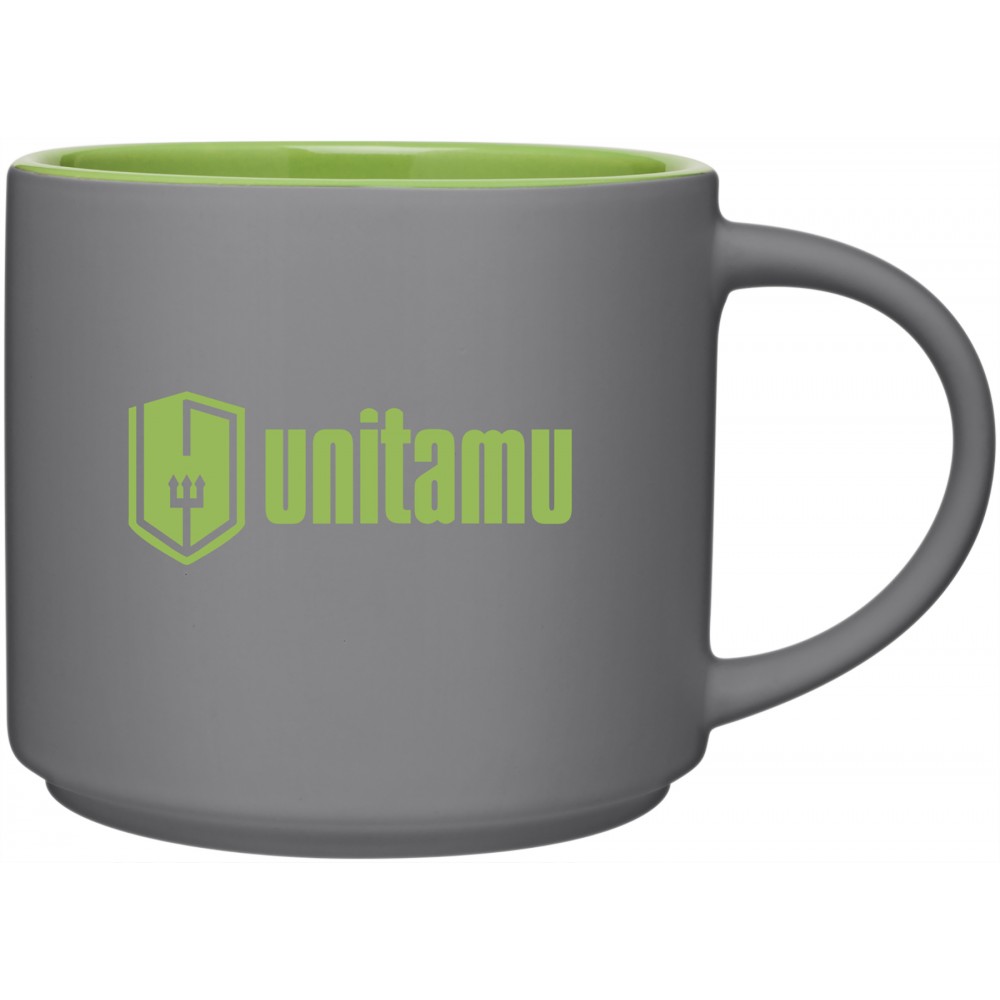 16oz Monaco Mug (Matte Storm Gray & Lime) Custom Imprinted 16oz Monaco Mug (Matte Storm Gray & Lime) Custom Imprinted