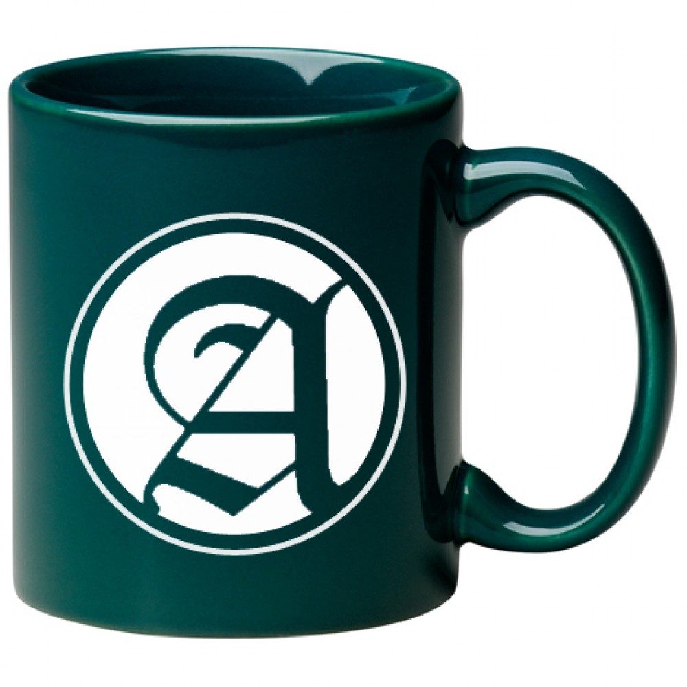 11 oz. Green C Handle Mug with Logo