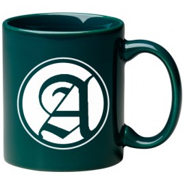 11 oz. Green C Handle Mug with Logo  11 oz. Green C Handle Mug with Logo