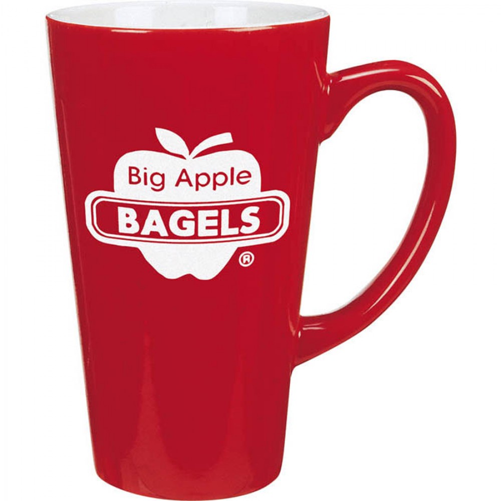 Logo Printed 16 Oz. Red Ceramic Cafe Mug w/White Interior Logo Printed 16 Oz. Red Ceramic Cafe Mug w/White Interior