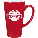 Logo Printed 16 Oz. Red Ceramic Cafe Mug w/White Interior