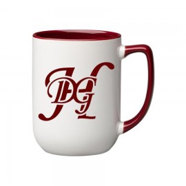 Custom 17 oz. Burgundy In and Handle / White Out Arlen Mug