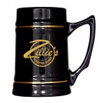 23 Ounce Black and Natural Stein Mugs with Gold Bands with Logo