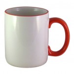 Custom Branded 11 oz. White / Red Trim and Handle C Mug