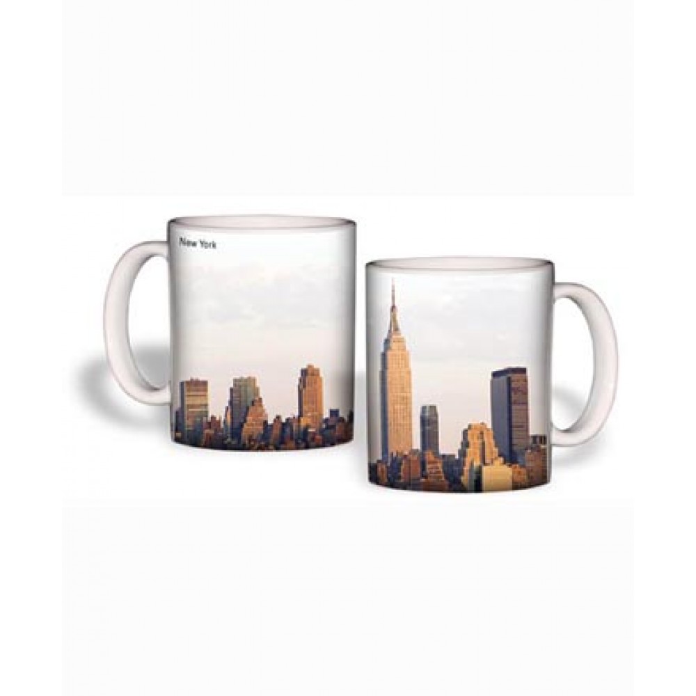 White Mug (11 Oz., New York Skyline Mug) with Logo