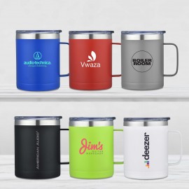 ALPHEUS  14 OZ STAINLESS STEEL CAMPING MUG WITH HANDLE. Double Wall Camping Mug with Logo  ALPHEUS  14 OZ STAINLESS STEEL CAMPING MUG WITH HANDLE. Double Wall Camping Mug with Logo