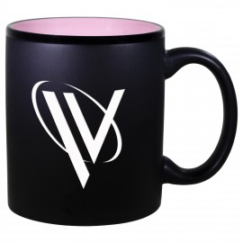 Promotional C Handle Two-Tone Matte Mug: Pink (11 Oz.)