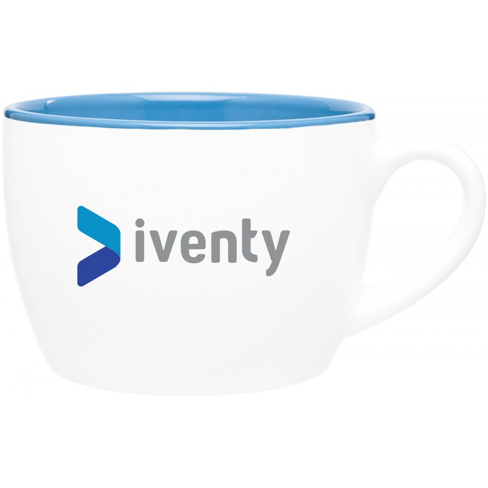 Logo Printed 18oz Bolzano Mug (Matte White & Glossy Sky Blue) Logo Printed 18oz Bolzano Mug (Matte White & Glossy Sky Blue)