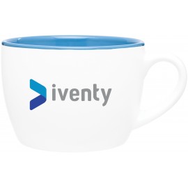 Logo Printed 18oz Bolzano Mug (Matte White & Glossy Sky Blue)