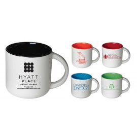 14 Oz. White Matte Mug with Logo