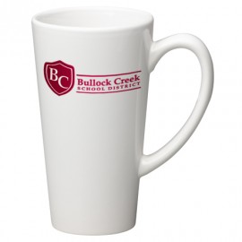 16 oz. White Funnel Tall Latte Mug with Logo