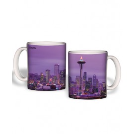 White Mug (15 Oz., Seattle Night Skyline Mug Sublimated) with Logo