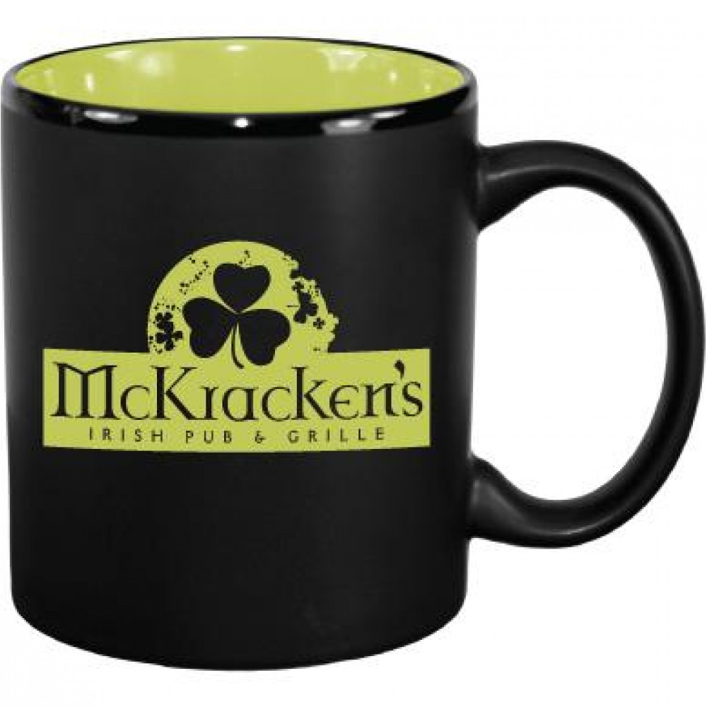 11 oz. Lime Green In / Matte Black Out Hilo C Handle Mug with Logo